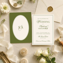 Klassische ovale Retro-Olivgrün-Hochzeit im Stil d