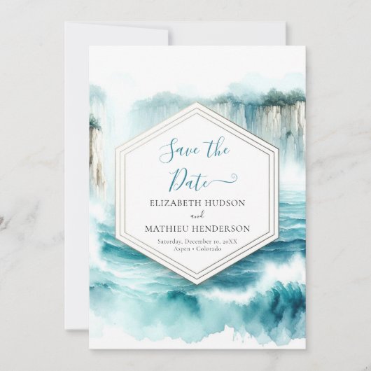 Klassische Ozeanhochzeit Save The Date (Vorderseite)