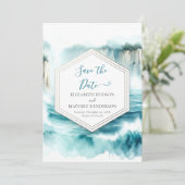 Klassische Ozeanhochzeit Save The Date (Stehend Vorderseite)