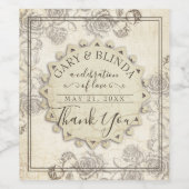 Klassische Papierflasche Gastgeschenk Hochzeit Ros Weinetikett (Einzelnes Label)