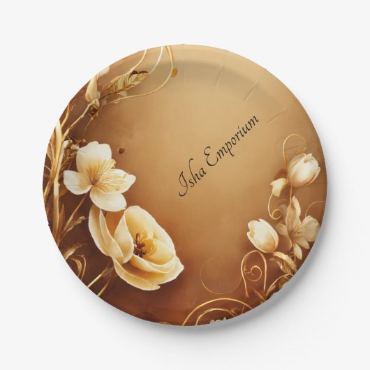 Klassische Papierplatte mit Blumenmuster Pappteller (Vorderseite)