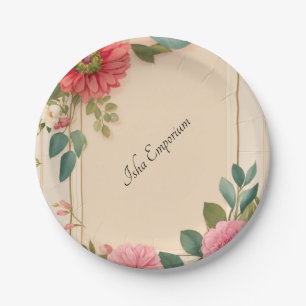 Klassische Papierplatte mit Blumenmuster Pappteller