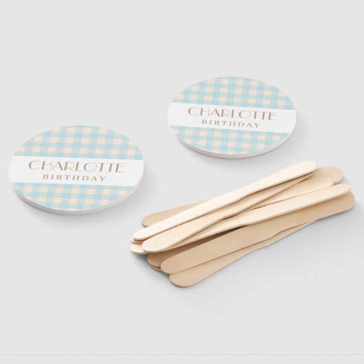 Klassische Pastel hellblauer Gingham kariert geprü Fächer (Non-assembled)