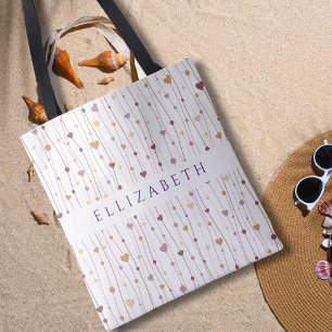 Klassische Pastel Lila Herz Minimalistisch Persönl Tasche