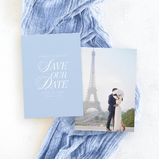 Klassische Pastellblaue Elegante Save-the-Date-Kar Save The Date
