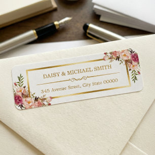 Klassische Pastellblumen Weiße Chic Gold Rahmen