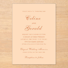 Klassische Peach Elegante Wedding Acryleinladungen