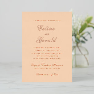 Klassische Peach Elegante Wedding Folieneinladung
