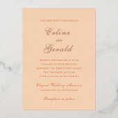 Klassische Peach Elegante Wedding Folieneinladung (Vorderseite)