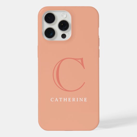 Klassische Peach-Pink-Script-Monogramm-Hülle Case- iPhone Hülle (Rückseite)