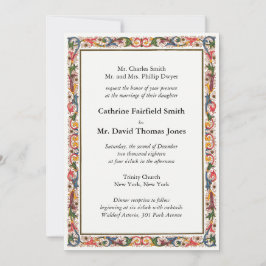 Klassische Pearl White Floral Border Wedding Einladung