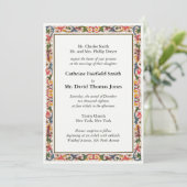 Klassische Pearl White Floral Border Wedding Einladung (Stehend Vorderseite)