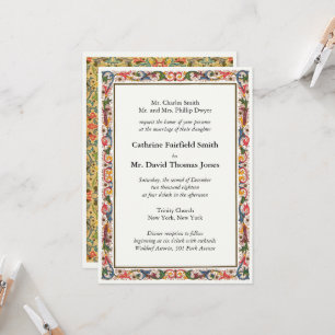 Klassische Pearl White Floral Border Wedding Einladung