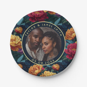 Klassische Peonies Plate für Hochzeit in Urlaubsor Pappteller