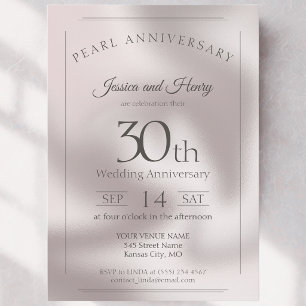 Klassische Perle 30. Hochzeitstag Einladung