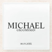 Klassische Personalisierte Trauzeuge Glasuntersetzer (Vorderseite)