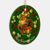 Klassische Personalisierte Weihnachtsbaumdekoratio Keramik Ornament (Rechts)