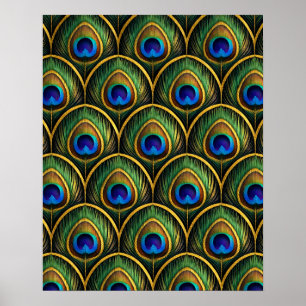 Klassische Pfauenfeder-Kunst in reichen Juwelentön Poster