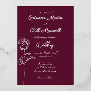 Klassische Pflaumen-Purple-Silberfolie-Hochzeitsei Folieneinladung