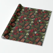 Klassische Pine Cones Filialen Berries Xmas Muster Geschenkpapier (Ungerollt)