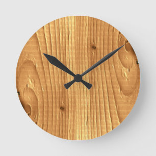 Klassische Pine unbehandeltes Holzbild Runde Wanduhr
