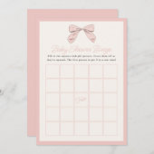 Klassische Pink Bow Baby Shower Bingo Card Einladung (Vorne/Hinten)