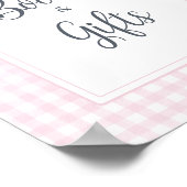 Klassische Pink Gingham Baby Duschbücher und Gesch Poster (Ecke)