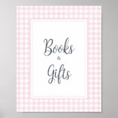 Klassische Pink Gingham Baby Duschbücher und Gesch Poster (Vorne)