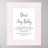 Klassische Pink Gingham Baby Dusche Say Baby nicht Poster (Vorne)