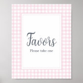 Klassische Pink Gingham Baby Duschfavoriten Poster (Vorne)