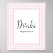 Klassische Pink Gingham Baby Duschgetränke Poster (Vorne)