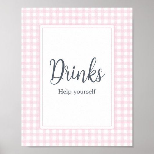 Klassische Pink Gingham Baby Duschgetränke Poster (Vorne)