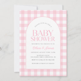 Klassische Pink Gingham Girl Baby Dusche Einladung