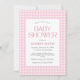 Klassische Pink Gingham Girl Baby Dusche Einladung