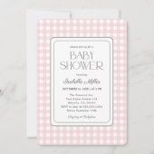 Klassische Pink Gingham Girl Baby Dusche Einladung (Vorderseite)
