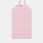 Klassische Pink Gingham Girl Baby Dusche Geschenkanhänger (Rückseite)