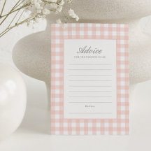 Klassische Pink Gingham Girl Baby Shower Advice Ca