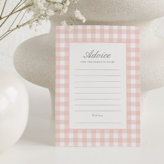 Klassische Pink Gingham Girl Baby Shower Advice Ca Einladung