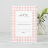 Klassische Pink Gingham Girl Baby Shower Advice Ca Einladung (Stehend Vorderseite)