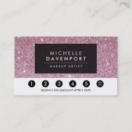 Klassische Pink Glitzer Salon Loyalty Punch Card Treuekarte