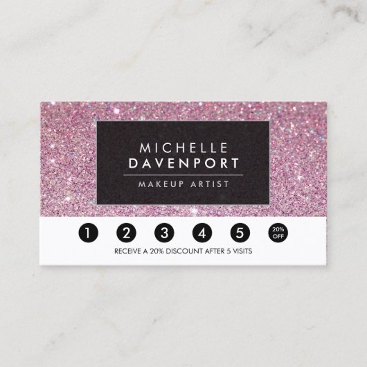 Klassische Pink Glitzer Salon Loyalty Punch Card Treuekarte (Vorderseite)