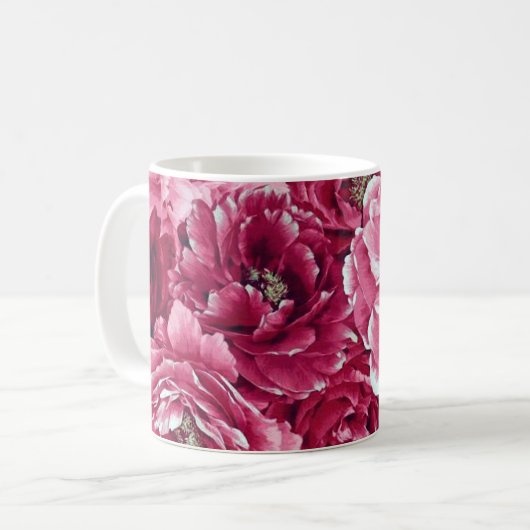 Klassische Pink-Peonies-Cluster | Tasse (Vorderseite Links)