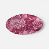 Klassische Pink Peonies Clusters Blumenpapier-Tell Pappteller (Schrägansicht)