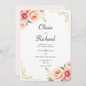 Klassische Pink-Peony-Blumenhochzeit Einladung (Vorne/Hinten)