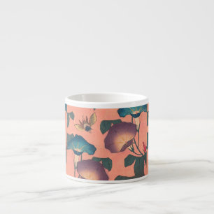 Klassische Pinke-Biene-Blumen-Kunst von Hokusai Espressotasse