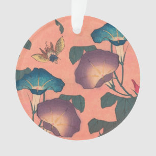 Klassische Pinke Bienen-Blumen-Kunst von Hokusai Ornament