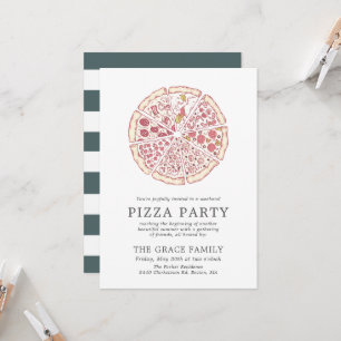 Klassische Pizzaparty   Gestreifte Einladung