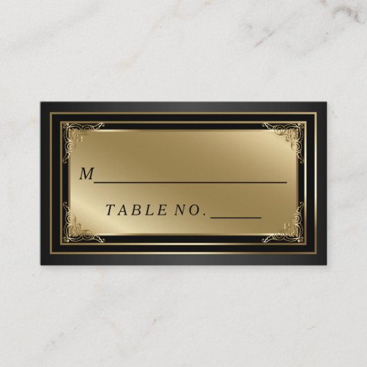 Klassische Platzkarte aus Gold und Black Escort (Vorderseite)