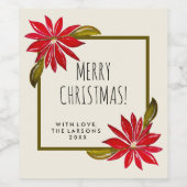 Klassische Poinsettia Einfache Moderne Küche Weihn Weinetikett (Einzelnes Label)
