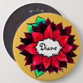 KLASSISCHE POINSETTIA im ROT Button (Vorne & Hinten)